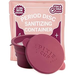 Pixie’s Public Restroom Menstrual Cup Wash Case 12oz – Collapsible Cleaner Container to Clean Your Menstrual Disc & Period Cup – Microwavable Friendly – Foldable for Travel – Sterilizer Case Holder
