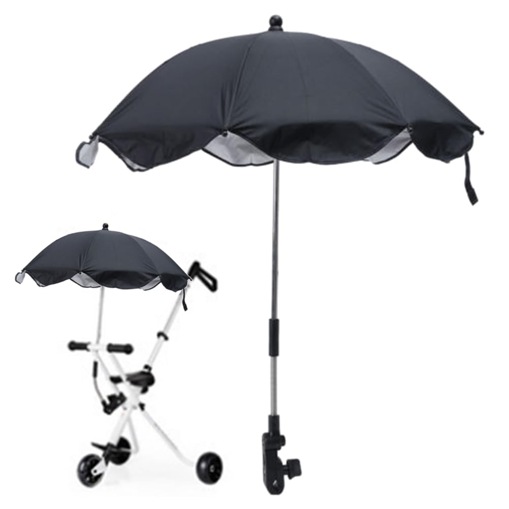 Umbrella Stroller, Baby Stroller Parasol, 360 Degree Adjustable UV Protection Sun Shade, Waterproof Umbrella for Trolley, Bike, Wheelchair, Beach Chair