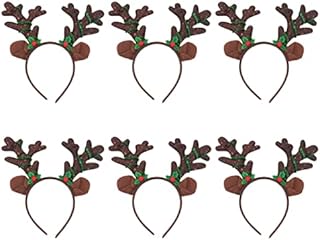 Lurrose 6Pcs Christmas Light Up Headbands Reindeer Antler Headband Headdress Hair Accessories for Xmas Party