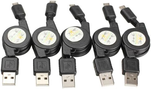 Micro USB to USB Retractable Sync Charger Cable Pack of 5