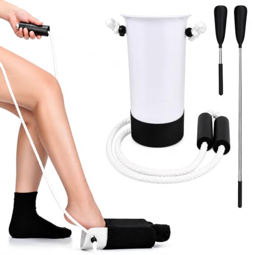 Sock Aids for Putting On Socks Kit,Sock Helper for Seniors with Adjustable Shoe Horn,Sock Assistant Device No Bending Easy Put on Socks Without Bending for Elderly, Disabled,After Surgery Recovery