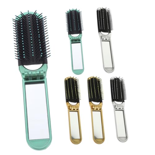 MUSISALY 6個折りたたみ式ヘアブラシ ミラー付き 携帯用 ミニヘアブラシ もれをほぐす設計 旅行用 濡れた髪にも使用可能 素材 耐久性