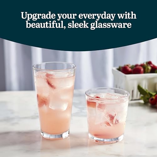 Libbey Flare Rocks, Glass Tumbler Set, Stylish Lead-Free Drinking Glasses Set of 16, Dishwasher-Safe Glass Cups Set for Daily Use and Parties by Libbey - Image 2