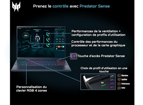PC portable Gaming Acer Predator Helios Neo 16 AI PHN16 73 97E2 écran LCD 16 240 Hz WQXGA Intel® Core™ Ultra 9 RAM SSD Nvidia GeForce RTX 5070 Ti - vue 3