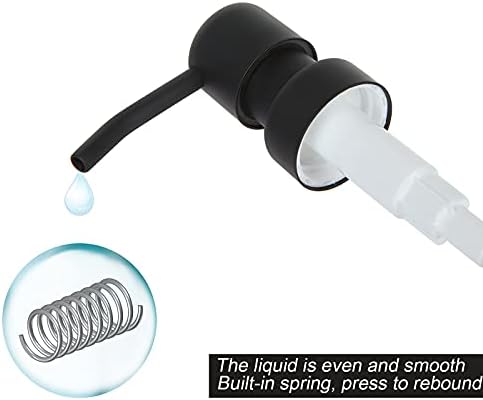 AHUNTTER 3PCS Black Soap Dispenser Pump Head for Jars Bottles Stainless Steel Liquid & Lotion Replacement Pump with Plastic Tube for Kitchen Bathroom - Standard 28mm