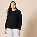 Amazon Essentials Women's Soft Touch Pleated Shoulder Crewneck Sweater, Black, XX-Large