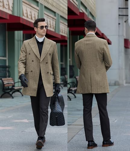 Men Trench Coat Peacoat Jackets Male Grey Coats Casual Winter Herringbone Long Jacket for Men Warm Wool Overcoat4