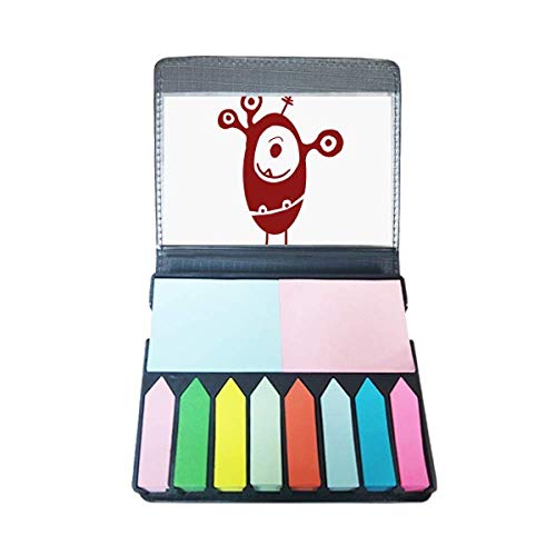 Notes auto-collantes Alien Monster Creature Cyclope avec marque-pages colorés en boîte de bureau
