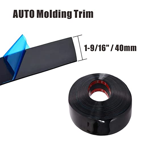 Width:1-9/16 Inch (40Mm) Self Adhesive Auto Trim Molding Strip Scratch-Proof Car/Truck/Rv Exterior & Interior Molding Trim Universal Bumper Window Door Body Side Decorative Strip (50Ft, Glossy Black) #TOP1