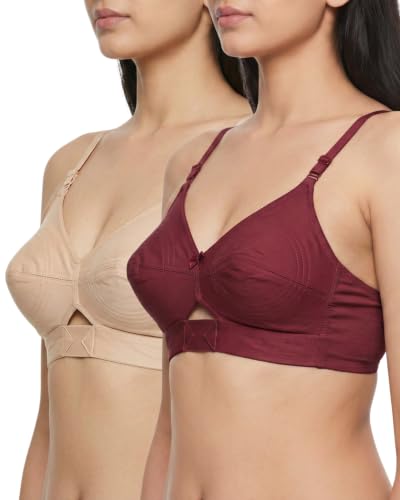 Image of Brida Kavya Xtra Soft Cotton Round Stitch Bra for Women | Full Coverage | Non-Padded | Wireless | Double Layer Support | Heavy Bust | Combo Pack | Colours May Vary