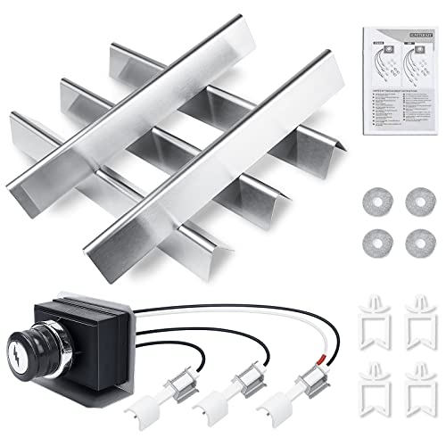 Grisun 17.5 Inch Heavy Duty 7620 Flavorizer Bars And 7628 Igniter For Weber Genesis E-310, E-330, Electronic Igniter For Genesis E320 S310 S320 S330 With Front Control Knobs Gas Grill #TOP8