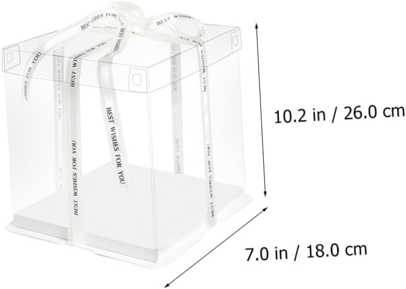 5pcs 8-inch Square Cake Wrapping Boxes Food Packaging Containers with Ribbon for Birthday Cake Storage and Packing