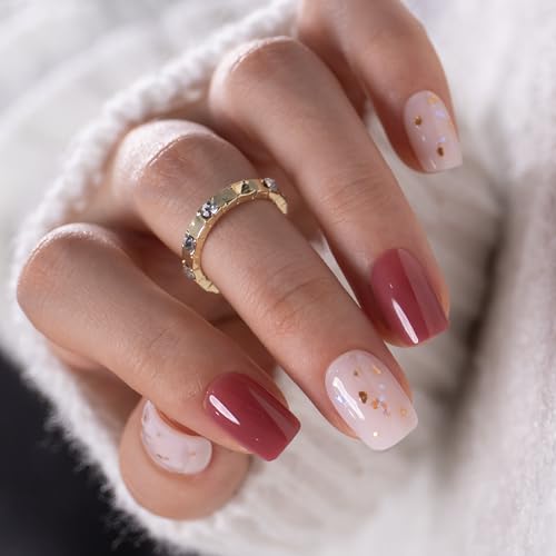 Image of CurvLife Soft Gel Square Press-On Nails Short, Reusable Oval Fake Nails with Glue & Adhesive Tabs, 30PCS Salon-Quality Stick-On Nails for At-Home Manicure (Honey Drift)
