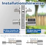 Dhiedas Fingerabdruck Schloss Haustür, Smart Elektronisches Türschloss mit Zahlencode RFID Schlüssel APP, Haustürschloss mit Fingerabdruck Einstellbare Länge für 65-90mm Tür (60mm) - 5