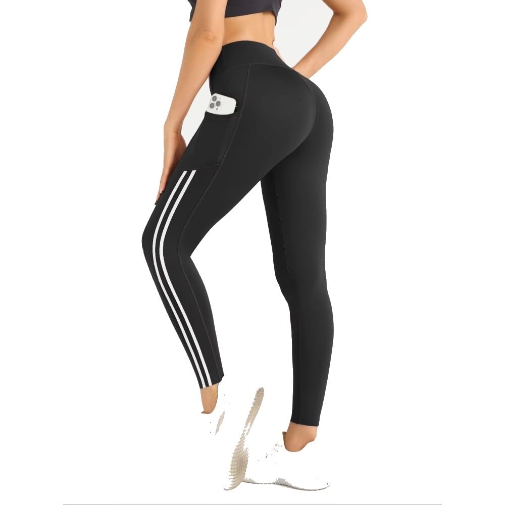 DYRBF - Leggings da donna a vita alta per yoga, con tasche, per corsa, tasca per telefono, controllo della pancia, pantaloni da allenamento per palestra, fitness