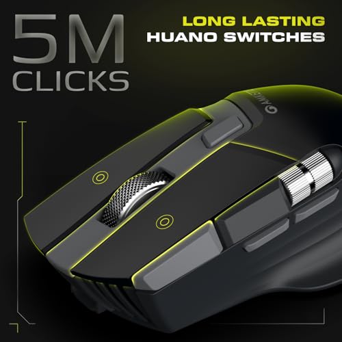 Image of Amkette XS Series Flow S Ergonomic Wireless Mouse /Bluetooth Mouse with Side Scroll, 2.4G + 3xBT, 7 Buttons, Multi-OS,3200 DPI Adjustable, 1000Hz Polling, 800mAh Rechargeable