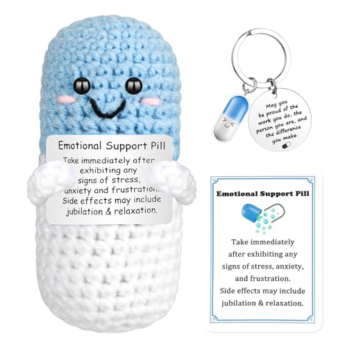 Vspek Capsula Positiva all'Uncinetto, Regalo Infermiera, Portachiavi Pillole, Regali Laurea Medicina, Incoraggiamento Compleanno Regalo per un Medico Amica Collega Famiglia Sorella