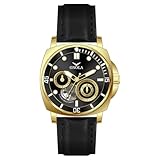 DAXIAOYU Reloj mecánico multifuncional para hombre, totalmente automático, movimiento ahuecado, impermeable, cuadrado, Negro dorado, Lujo