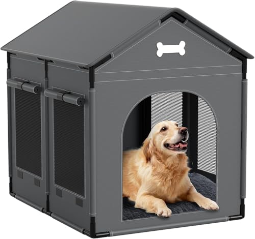 LitaiL Indoor Dog House with Frame, Large Dog Cave Bed,