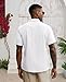 Lion Nardo Guayabera Linen Shirts for Men Short Sleeve Button Down Shirts Cuban Shirts for Men Summer Beach Shirts Plain White