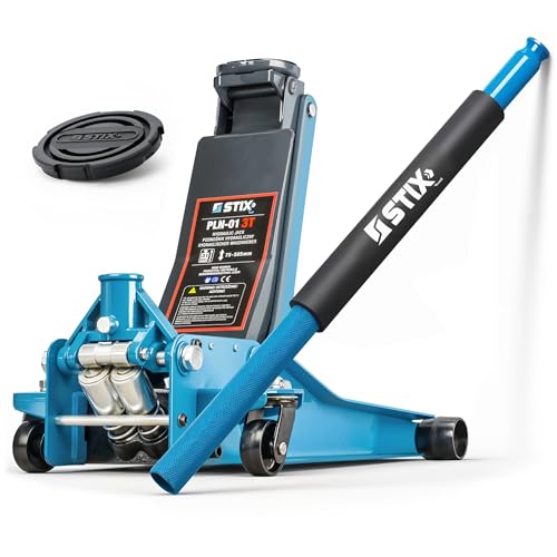 STIX Cric Hydraulique PLN-01 3T Hauteur de Levage Plate 75 à 505 mm Double Pompe Idéal pour Garages Atelier et Réparations