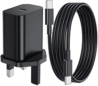 25W USB C Fast Charging and 2M Cable, Type C Charger for Samsung Galaxy S22/S22+/S21/S21+/S21 Ultra/S20/S10/S9/Z Flip 3/Z Fold 3 5G/Note20/iPad Pro, USBC Super Fast Phone Charger Power Adapter UK Plug