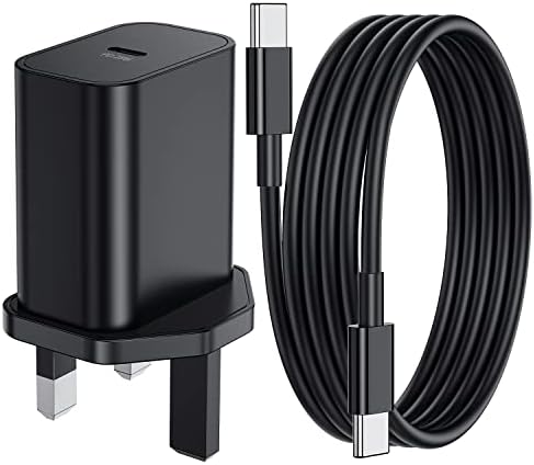 25W USB C Fast Charging and 2M Cable, Type C Charger for Samsung Galaxy S22/S22+/S21/S21+/S21 Ultra/S20/S10/S9/Z Flip 3/Z Fold 3 5G/Note20/iPad Pro, USBC Super Fast Phone Charger Power Adapter UK Plug