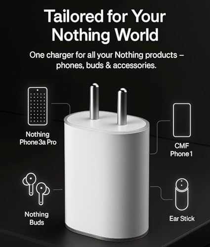 Image of Nothing Original 45W USB-C Fast Charger Adapter for Nothing Phone 3 /3A /3A Pro /2 /2A /2A Plus /2A Special Edition /1 /CMF Phone 2 Pro & Other 45 Watt USB C Supporting Devices-White