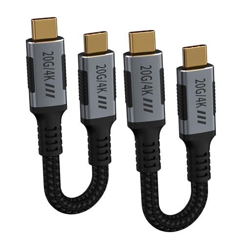 Image of Short USB C 3.2 Gen 2x2 Cable [0.5FT,2Pack] Compatible with Thunderbolt 3 Cable,USB C 20Gbps Data Transfer,Type C 240W Fast Charging,4K@120Hz Video Output for Monitor,Display,SSD.Docking,Hub.