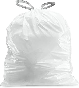 Plasticplace Trash Bags | Compatible with Simplehuman (x) Code C | (100 Count)White Drawstring Garbage Liners 2.6-3.2 Gallon / 10-12 Liter 14.75 x 20
