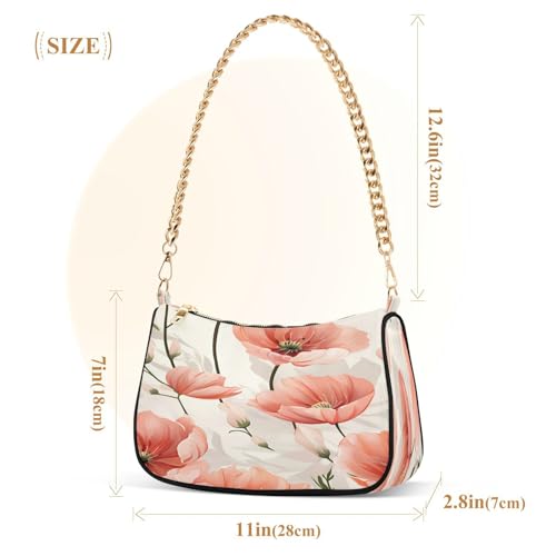 Image of Shoulder Bags for Women Flower Floral Hobo Tote Handbag Small Clutch Purse with Zipper Closure
