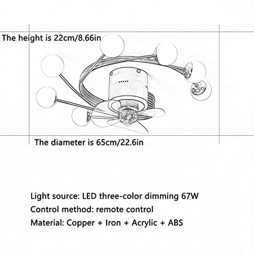 Ventilateur de plafond DC avec lampe LED réglable pour salon - 6