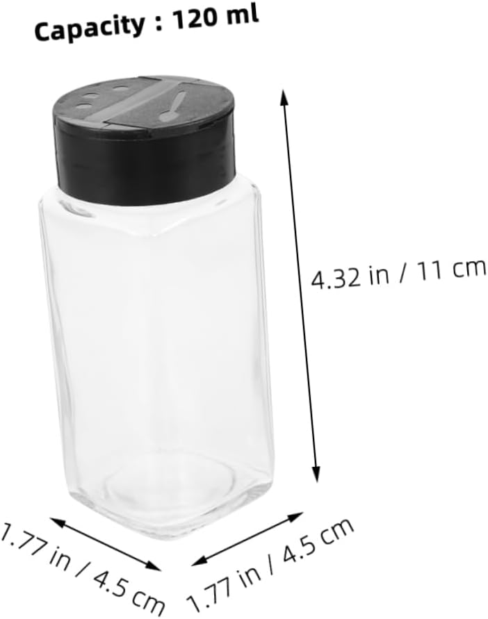 4pcs Elegant Glass Salt Pepper Shaker Lids Airtight Condiment Bottles for Spices Kitchen Organization