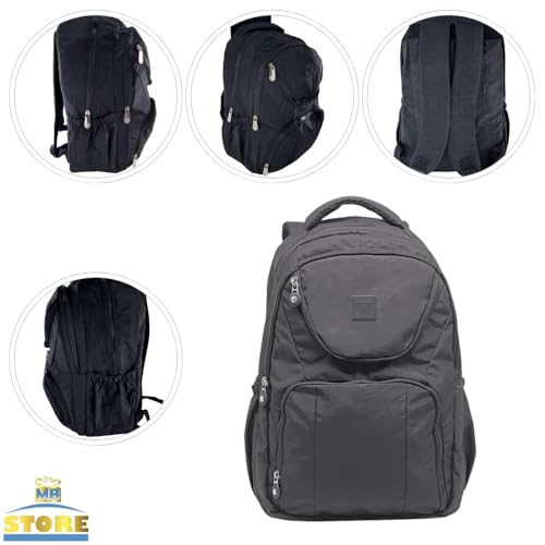 Bolsa Mochila Feminina Juvenil Nylon Forrada Escolar ou para Trabalho e Viagem Preta, Azul, Roxa, Li