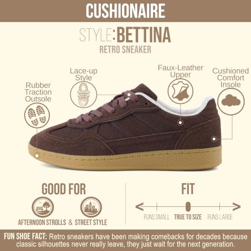 Image of CUSHIONAIRE Bettina Retro Low Top Lace Up Shoes for Women with Gum Sole