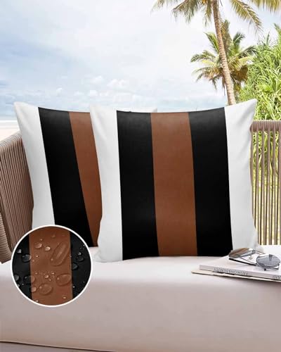 Boanket Outdoor Pillow Covers 20 x 20 Inches, Brown Black White Waterproof Throw Pillow Cover Set of 2, Home Decorative Square Cushion Covers for Patio/Tent/Couch/Garden