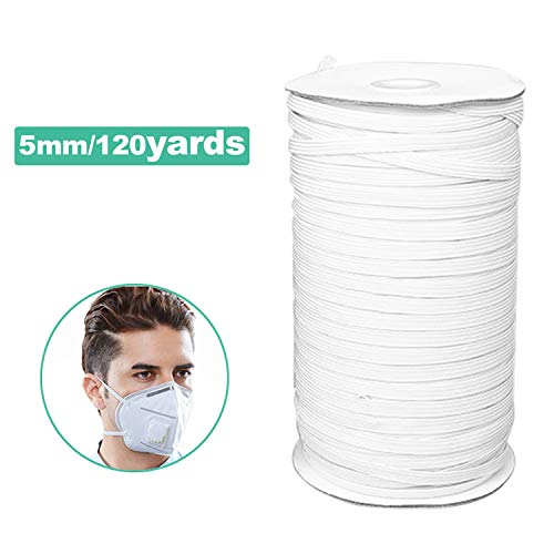 Beautyshow - Cordón elástico plano de 6 mm de ancho, banda elástica plana elástica para costura y manualidades, cordón elástico para ropa faldas y pantalones, 5mm wide 120m long