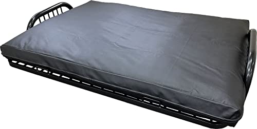 D&D Futon Furniture Leather Look Vinyl Futon Covers, Mattress Protector, Bed Slipcovers (Black, Full Size 6x54x75 in)