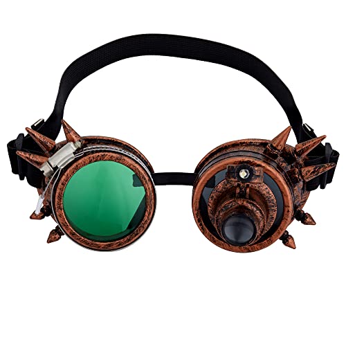 Spiked Steampunk Goggles Rave Cosplay Glasses with Double Ocular Loupe Vintage Welding Punk Gothic Glasses steampunk buy now online Spiked Steampunk Goggles Rave Cosplay Glasses with Double Ocular Loupe Vintage Welding Punk Gothic Glasses steampunk buy now online