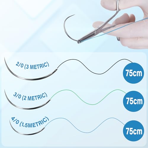 Image of Suture Practice Kit with Needle Plus Tools for Medical Student Training (12 Mixed Thread)