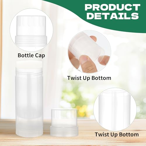 30 Pcs 2oz Empty Deodorant Containers Twist up Filling Stick Plastic Deodorant Container Refillable Plastic Deodorant Holder Tube for Homemade Deodorant DIY Lipstick Crayon Solid Lotion Bars,Clear3
