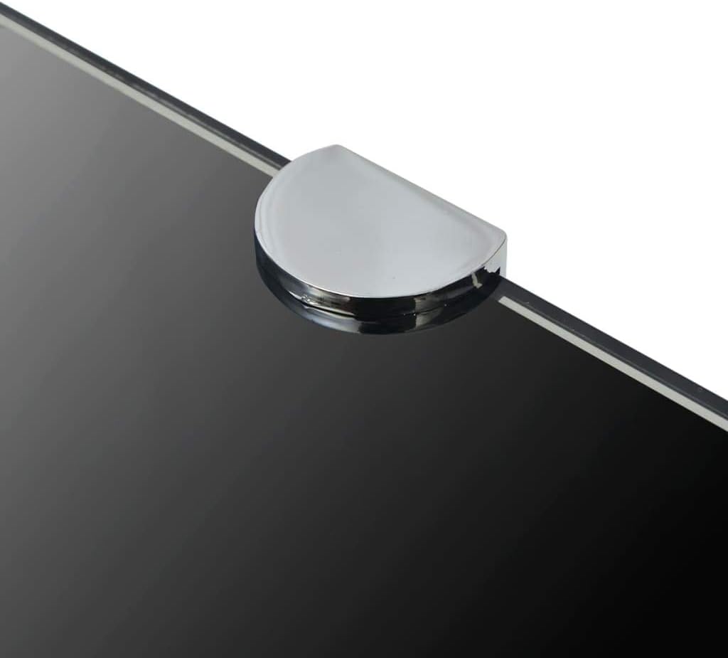 Black Corner Shelf Wall Mounted Small Floating Triangular Shelf for Bathroom Kitchen Storage Tempered Glass Display Rack 9.8 x 9.8 Inch