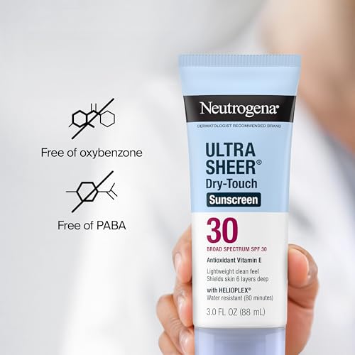 Neutrogena Ultra Sheer Dry-Touch Sunscreen Lotion, Broad Spectrum LSF 30 ochrona przed promieniowaniem UVA/UVB, nie zawiera tlenu, wodoodporny, nie zatyka się, nie zawiera komedogenicznych,