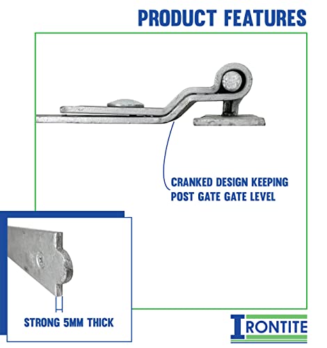 IRONTITE® Cranked Galvanised Gate Hinges Heavy Duty 300mm (12") - Image 4