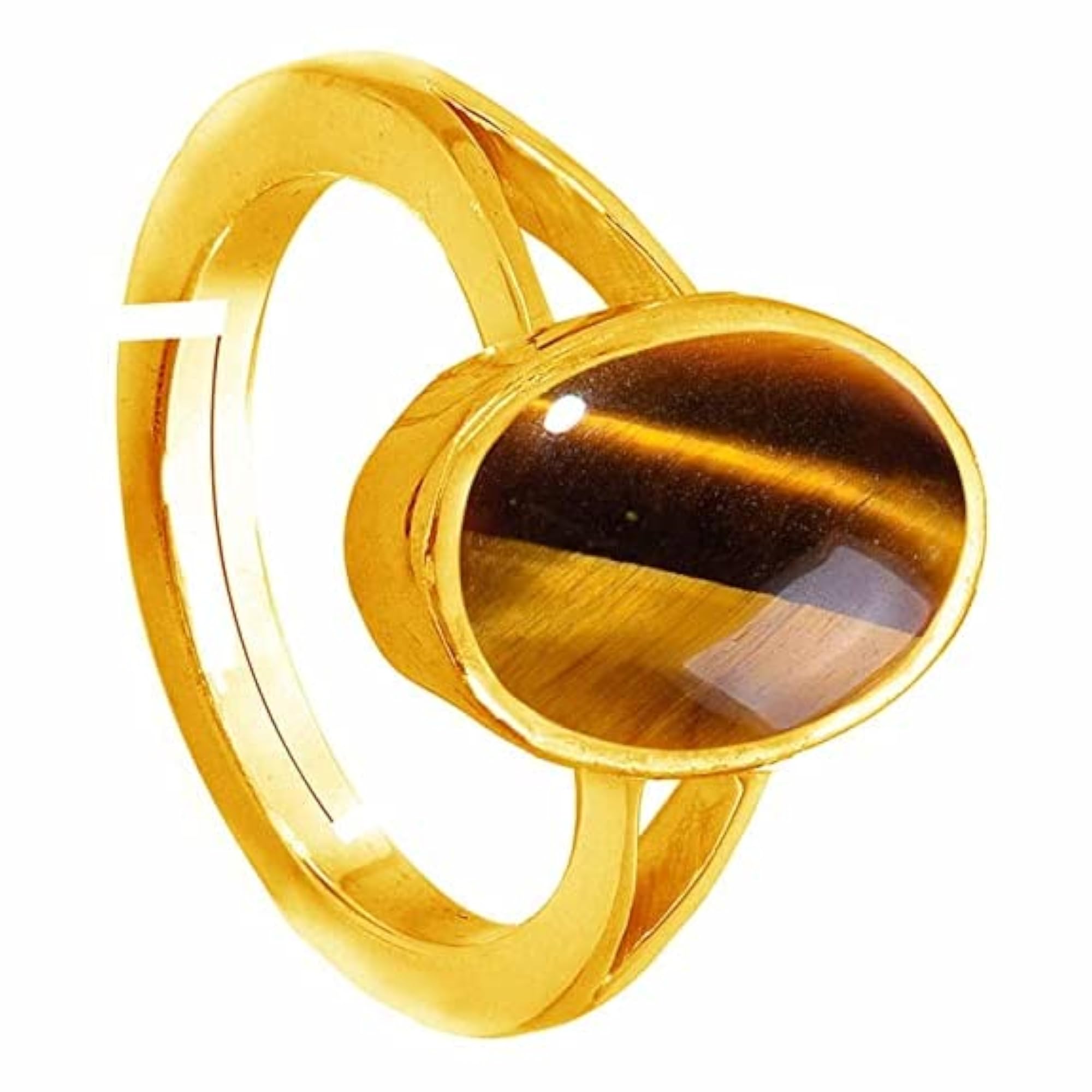 3.25 Ratti Tiger Eye Adjustable Ring, Gold Plated