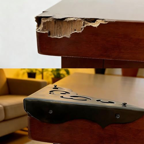 Image of Metal Corner Protectors for Wood Boxes Furniture, Vintage Decorative Corner Guards for Box Door Table Furniture Corner Edge Safety Guard Pack of 4