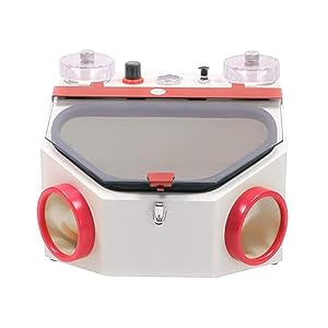 Dental Sandblaster Machine for Labs, Two-Pen Design with LED Light and Glass Window, Efficient Sandblasting Equipment for Dental Restorations