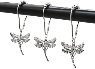 Decorative Shower Curtain Rings Hooks Home Bathroom 304 Stainless Steel Rustproof Shower Curtain Hangers for Shower Rods Curtains, Decor Accessories, 12 PCS