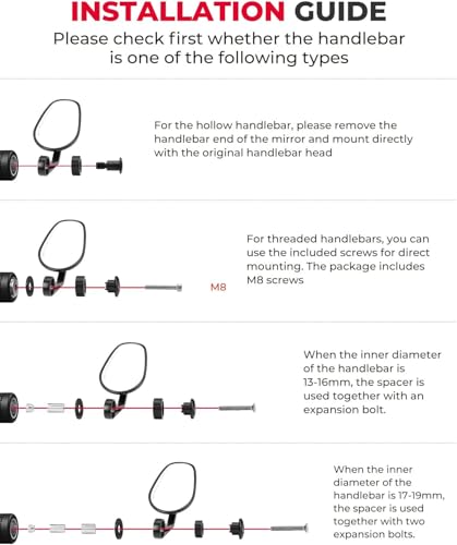 KEMIMOTO Lenkerendenspiegel Motorrad E-geprüft, 2 Stücke Universal Motorradspiegel für Lenker,360°drehbarer Lenkerspiegel Motorrad, 7/8\ 22mm Seitenspiegel Kompatibel mit Roller, ATV