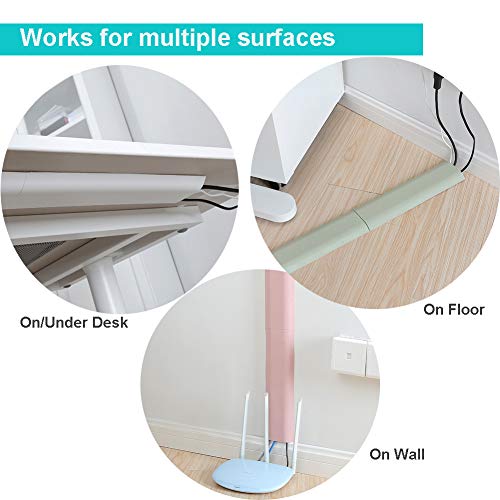 Grey Cable Raceways 4PCS On-Wall Cord Cover Paintable Channel to Hide and Conceal Cords, Cables, or Wires for TV Computer Office Theater - Thumbnail 7
